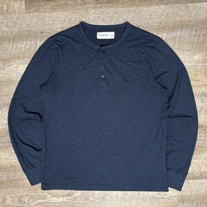 Abercrombie & Fitch Henley Shirt Men's L Gray Soft AF Moose Patch Y2K